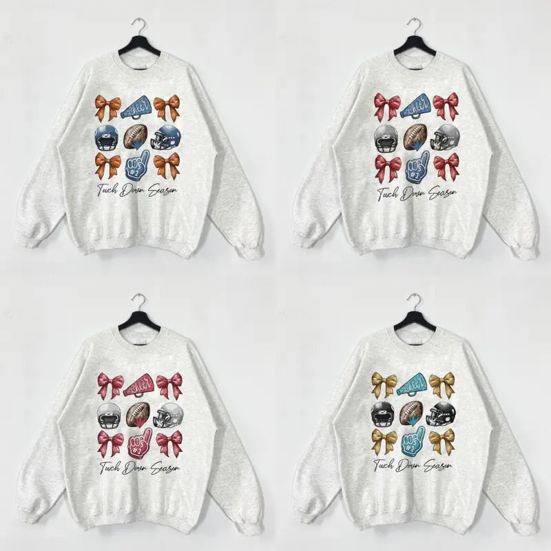 All Team Football Season Sweatshirt, Football Fan Sweatshirt, Game Day 2024 Coquette