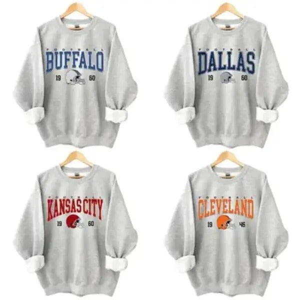 All Team Vintage Football Crewneck Sweatshirts, Football Gift