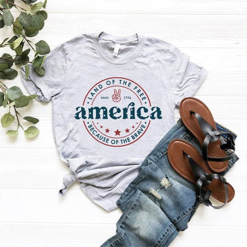 America Tshirt, Land Of Free Because Of The Brave Shirt, Memorial Day Shirt, Independence Day Outfit, 4th Of July Tshirt, Gift For American