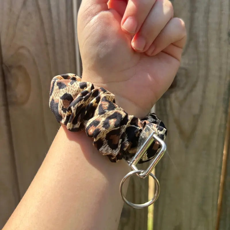 Animal Print Scrunchie Wristlet Keychain