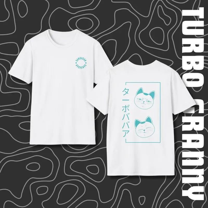 Anime Manga Dandadan Shirt Turbo Granny Unisex Softstyle T-Shirt Okarun Momo Anime TShirt Merch Seiko Merchandise Funny Cat Face