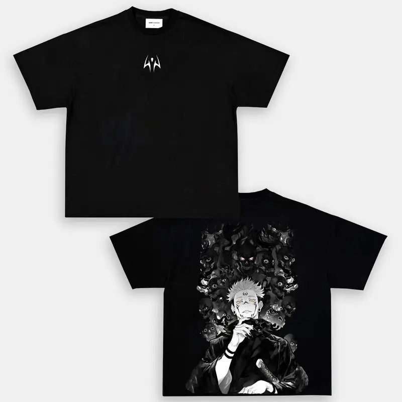 Anime Sukuna Jujutsu Kaisen Anime Double Printed Oversized T-Shirt Unisex Mineral Anime Manga Heavy Cotton T-shirt, Gift For Anime Fan, Anime Lover