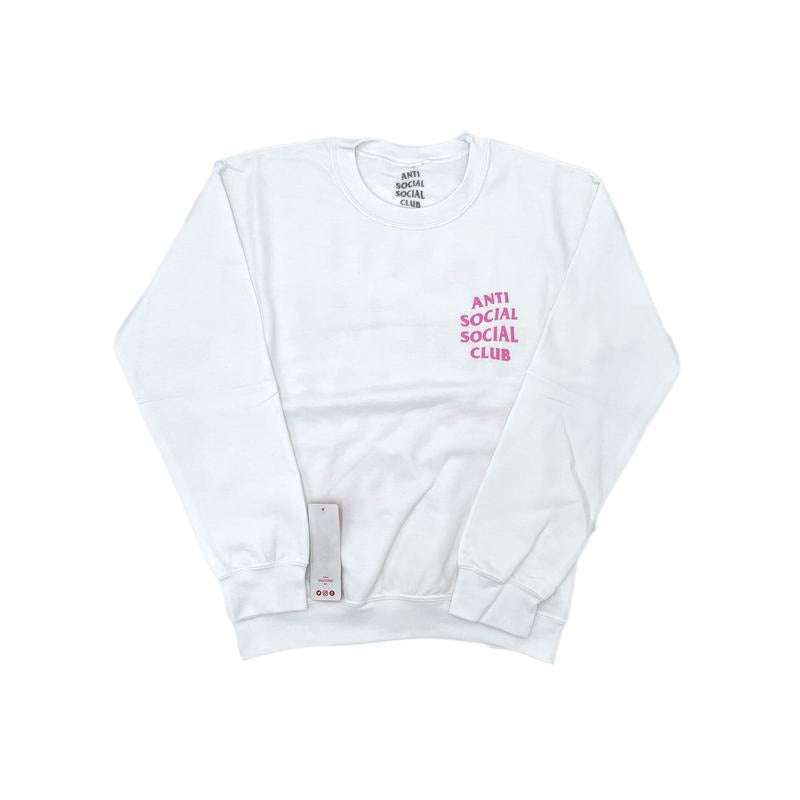 Anti Social Social Club White Pink Crewneck ASSW325 Men's Size S-L