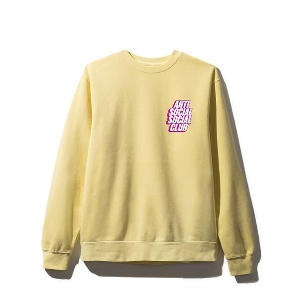 Antisocial Social Club Blocked Yellow Crewneck ASSW423 Men's Size M-XL
