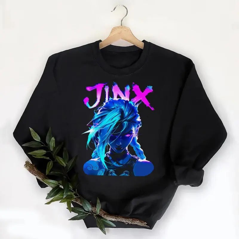Arcane Jinx Hoodie Unisex Shirt Jinx Jumper Black Shirt Pullover Apparel Merch, Trendy Outfits, Stay Ahead of the Game, Fun