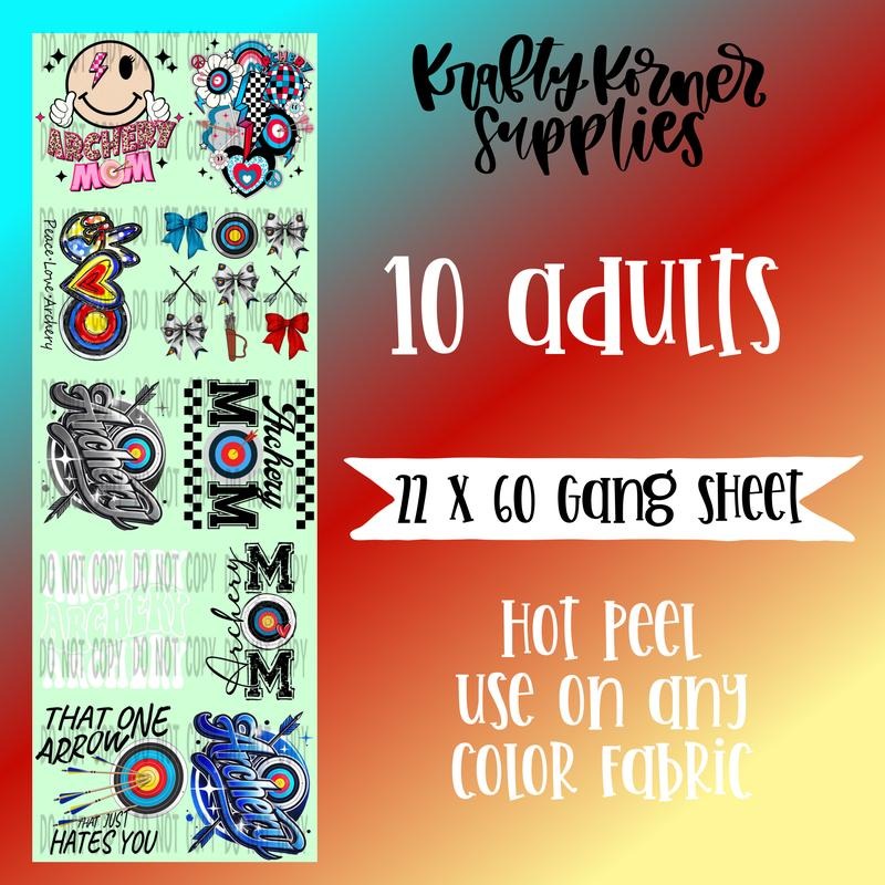 Archery DTF Transfer Gang Sheet, 22 x 60