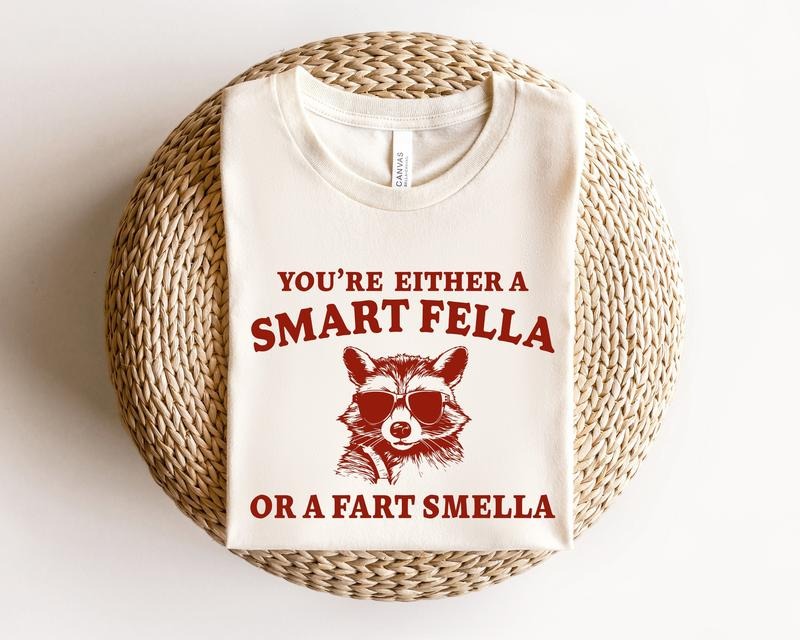 Are You A Smart Fella Or Fart Smella Retro Cartoon T Shirt Hoodie Sweater Weird Hoodie Meme T Shirt Trash Panda T Shirt Unisex