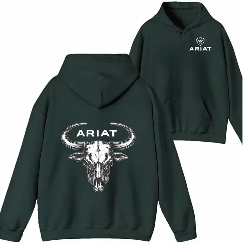 Ariat Hoodie Sweatshirt T shirt- Striking Skull Design, Ideal for Casual Outings and Everyday Wear, Unisex - Sweaters, Womenswear Long Sleeve