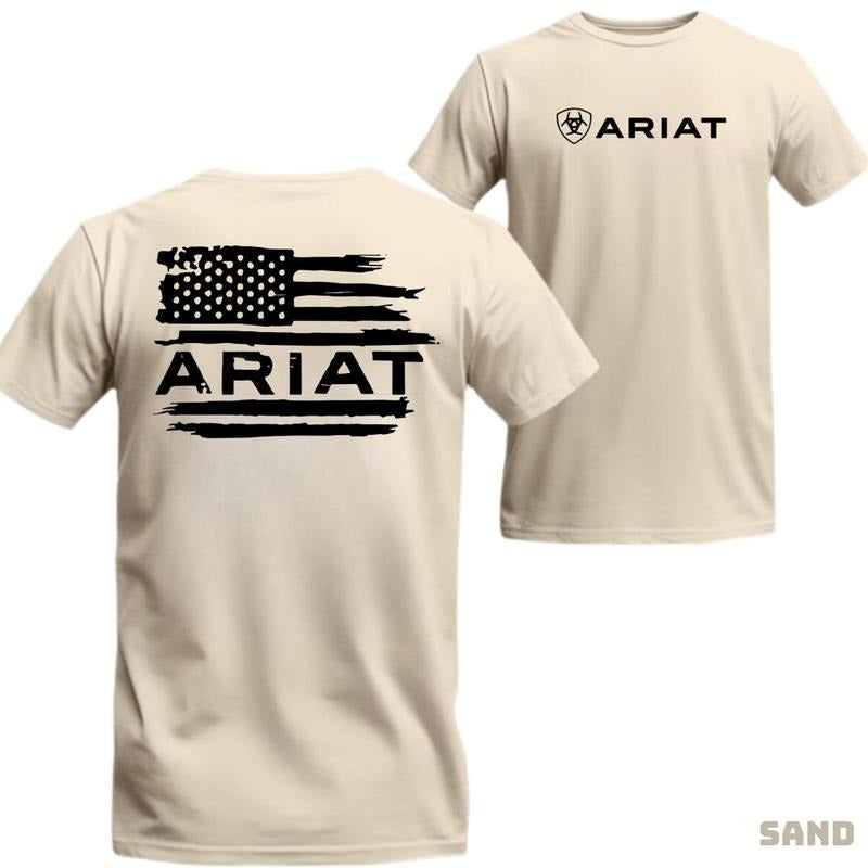 Ariat T-Shirt - with minimalist and classic logo design, perfect for daily wear, easy to pair with various styles. Top Menswear Tshirt Casual Crewneck Tropical