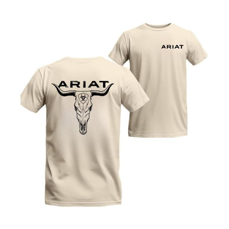Ariat t-shirt, featuring a bold longhorn skull graphic, Perfect for Western style enthusiasts or casual wear, Top, Womenswear, Men, Tshirt, Streetwear, Comfort, Casual, Boyfriend Gift, Unisex.Gildan