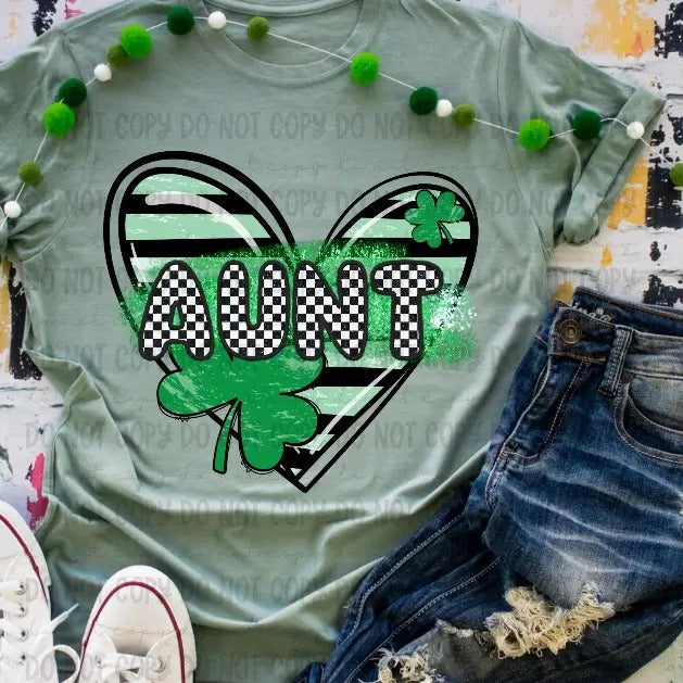 Aunt Clover Heart DTF Transfers - THIS IS NOT A SHIRT