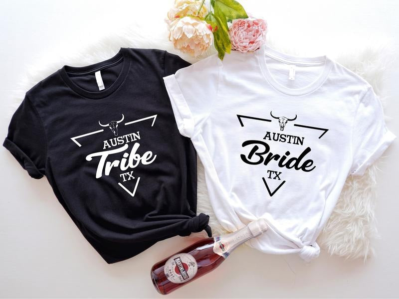 Austin Bride Shirt, Austin Texas Bachelorette Party T-shirt, Matching Austin Tribe Tee, Bridesmaid Gift Tee, Wedding Party Shirt, Bridal Shower Shirt.