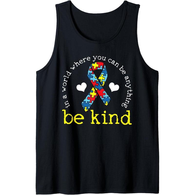Autism Awareness Kindness Ribbon Heart Tank Top MADE IN USA
