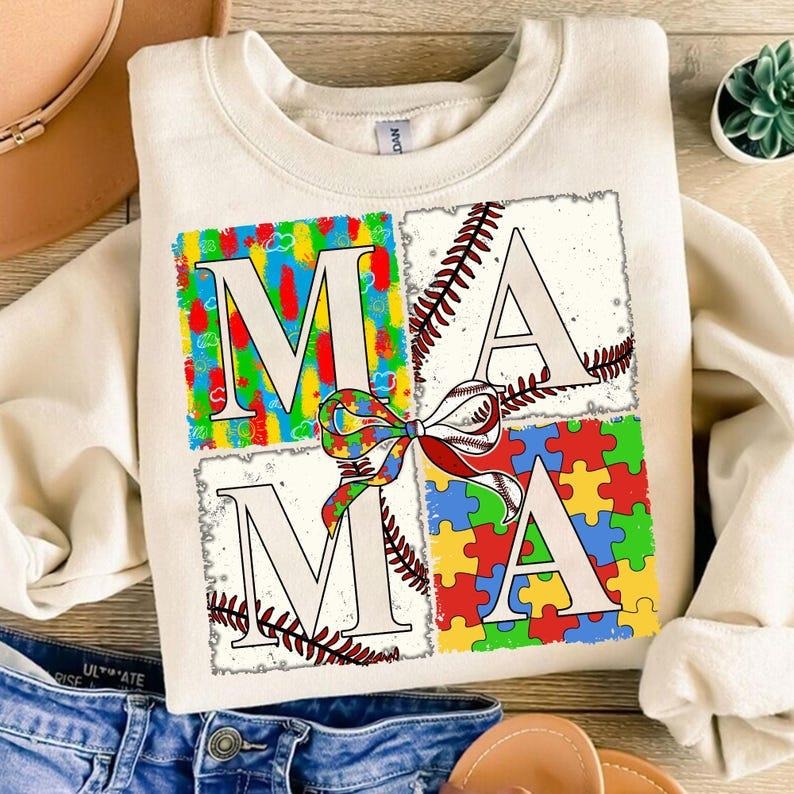 Autism Baseball Mama Coquette , Autism Mama , Baseball mama , Autism Awareness , Autism , Baseball , Gift for mom Sweatshirt