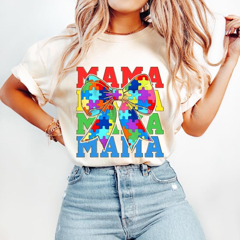 Autism Mama Coquette T-Shirt, Autism Bow T-Shirt, Retro Autism Shirt, Autism Awareness T-Shirt, Special Education, Neurodiversity