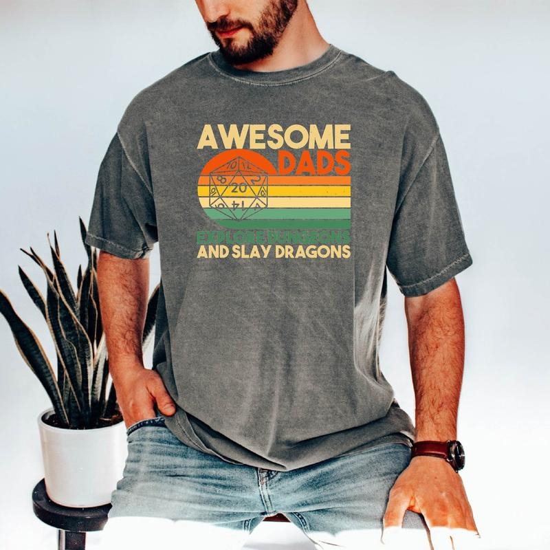 Awesome Dads Explore Dungeons Shirt, Dungeons And Dragons Dad Shirt, Gift For Dad Dnd Shirt, FatherS Day Gift Shirt