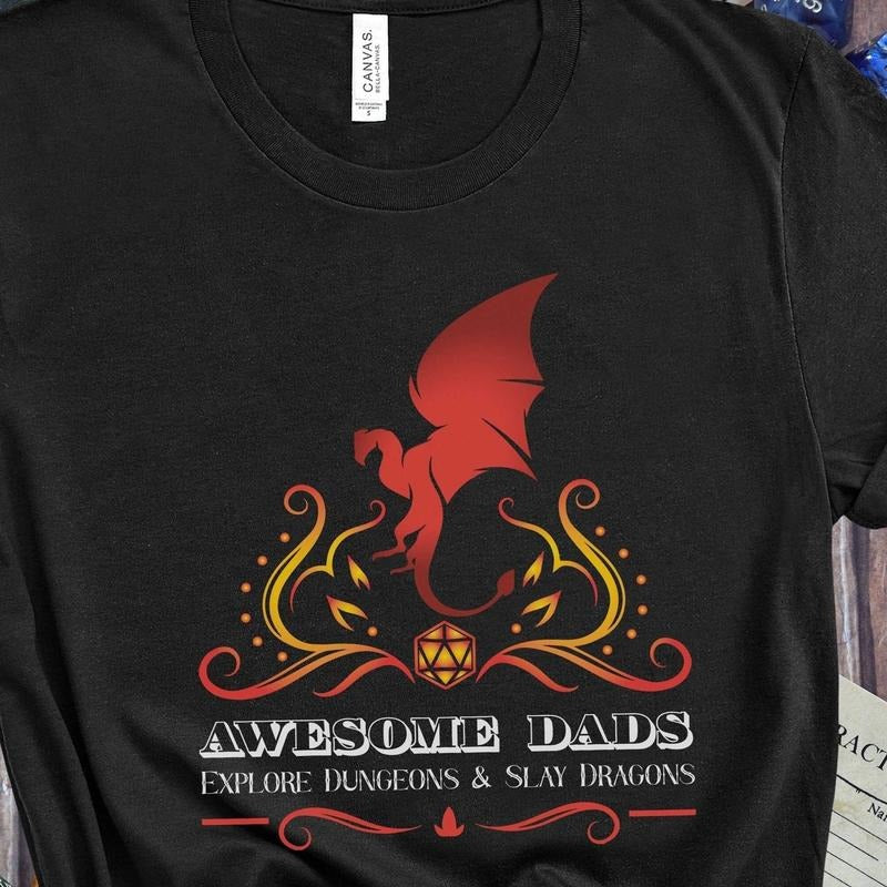 Awesome Dads Play Dungeons And Dragons Tshirt, Dnd Dad Shirt, Dnd Gift For Dad TShirt, Dnd Gifts For Players, Dnd Tshirt