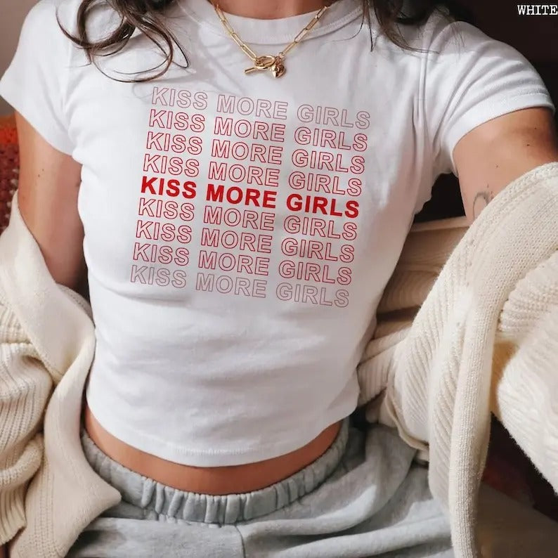 Baby Tee LGBTQ Shirt, Kiss More Girls Shirt, Gay Pride Shirt, Lesbian Shirt, LGBT Lesbian, Lesbian Clothing, Queer Girls Tee, Pride Shirt