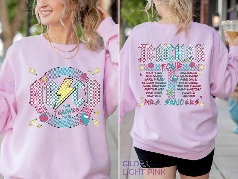 Back To School Tour Personalized ABCD Teacher Hoodie, ABCD Teacher Tour Shirt for Kindergarten Teacher, Preschool Teacher First Day of Back to School Tee