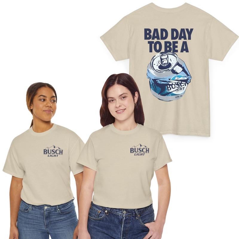 Bad Day to Be a Busch Light 2 Sides Printed Gildan-Unisex T-Shirt Cotton Fabric Menswear