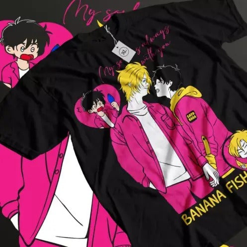 Banana Fish T-shirt Ash Lynx Eiji Okumura Card Anime Kawaii T-shirt All Size
