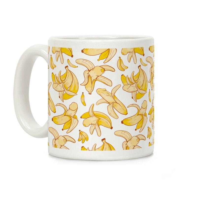 Banana Penis Pattern Coffee Mug, Graphic Tees, Funny Coffee Mug Gift