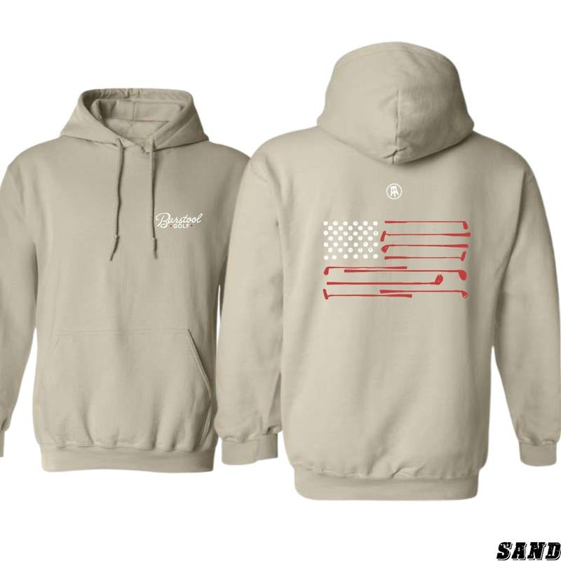 Barstool Golf American Flag Hoodie - Versatile Unisex Design for Casual or Sportswear Classic Menswear