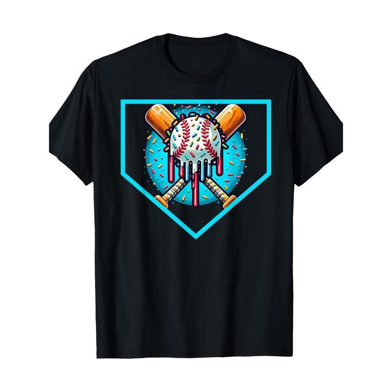 Baseball Home Plate Drip Shirt - Soft and Comfortable Men's T-Shirt for Ice Cream Softball and Baseball Fans Made in USA