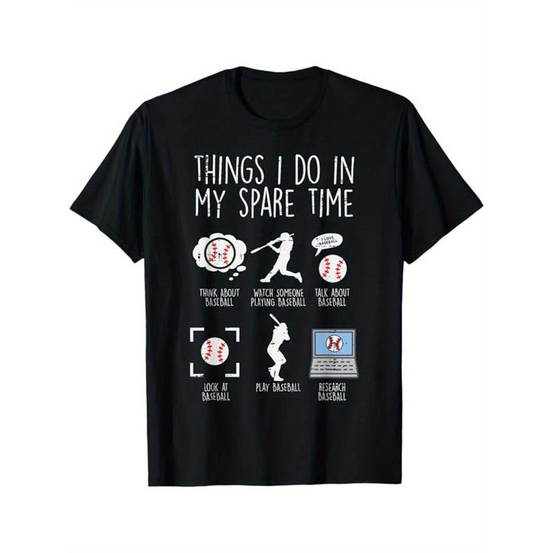 Baseball Printed, Men's Cotton Graphic T-shirt, Casual Short Sleeve Crew Neck Gamer T-shirt, Men's Tee For Outdoor made in usastyle{n002}9