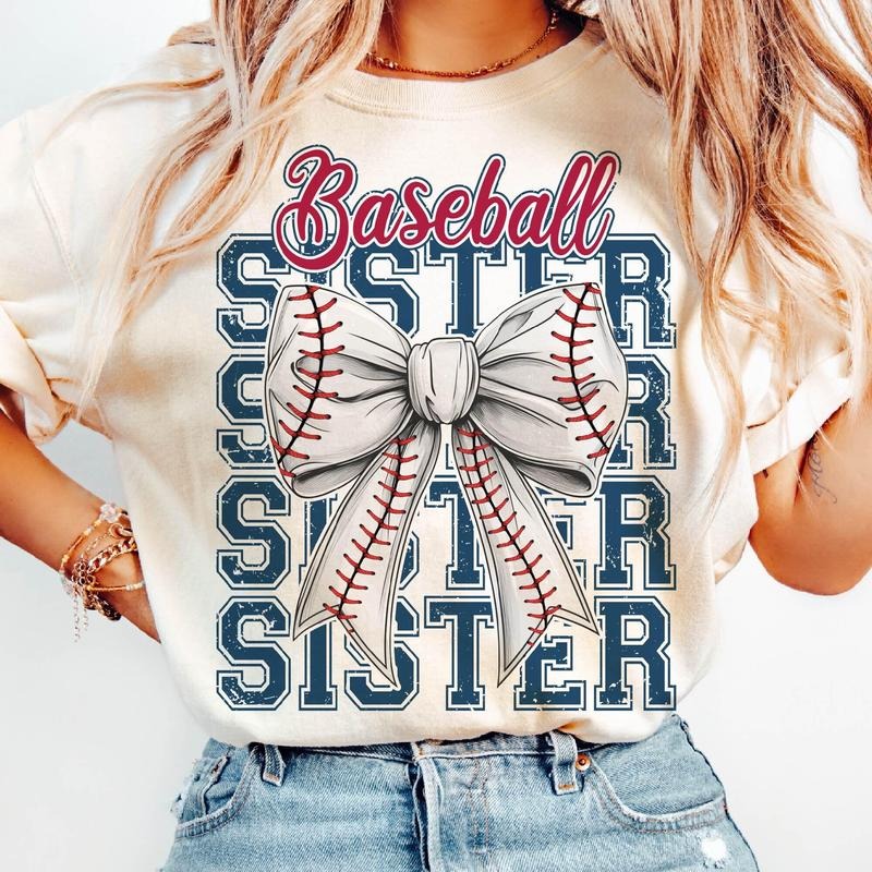 Baseball Sister T-Shirt, Baseball Coquette Bow T-Shirt, Baseball Sister T-Shirt, Game Day , Coquette Bow Sports Shirt, Retro Baseball Sis T-Shirt