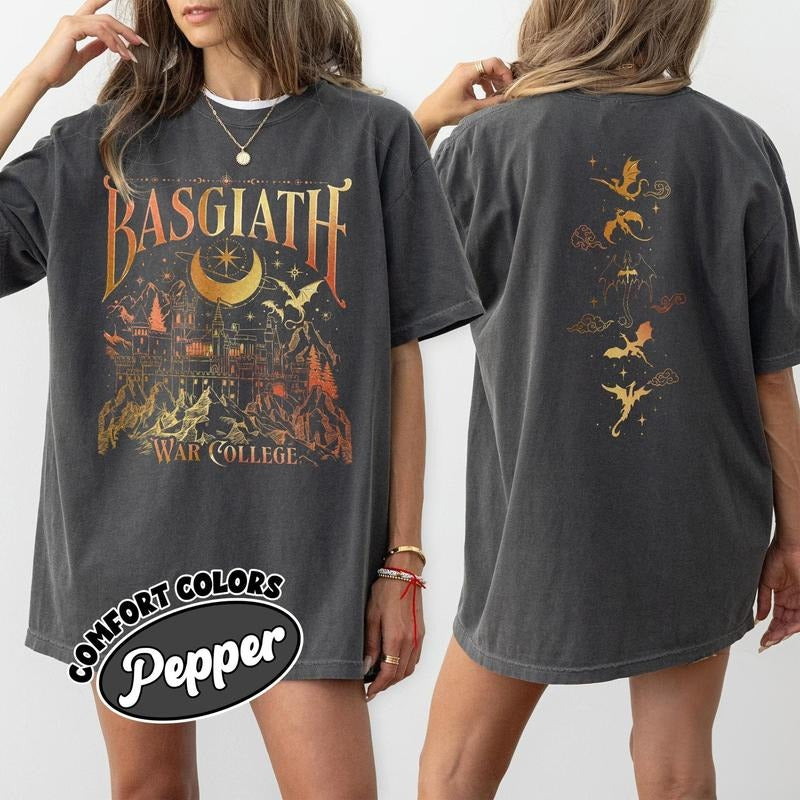Basgiath War College 2 Sided Shirt, Vintage Dragon Rider TShirt, Fourth Wing Riders Quadrant, Trendy Book Merch, Bookish Gifts
