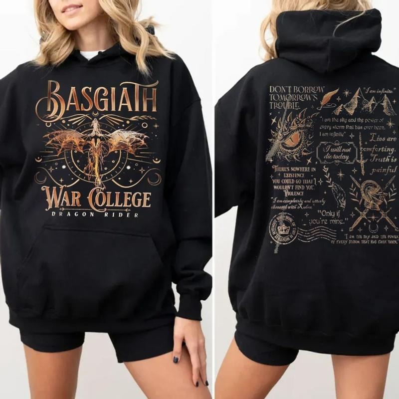 Basgiath War College Shirt, Fourth Wing 2 Sided Sweatshirt, Xaden Riorson Fan Hoodie, Dragon Rider Merch, Rebecca Yarros, Unisex Sweater Pullover Tee