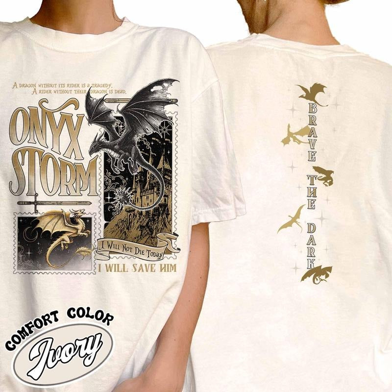 Basgiath War College Shirt,Dragon Rider Shirt, Fourth Wing Shirt,Violet Sorrengail,Xaden Riorson,Fly or Die,Onyx Storm Merch, Brave the Dark