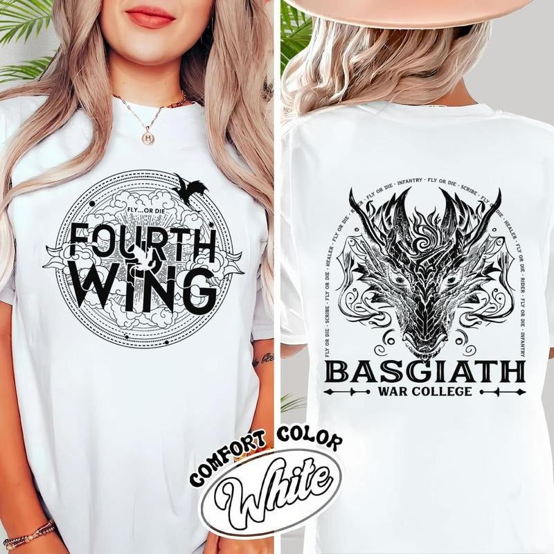 Basgiath war college shirt, Distressed Fourth wing merch, Iron flame merch, Tairn and Violet Sorrengail, bookish shirt, Perfect
