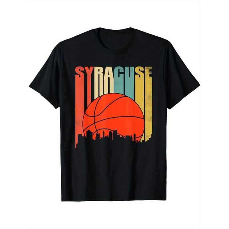 Basketball Printed, Men's Cotton T-shirt, Casual Short Sleeve Round Neck Tee, Soft Comfortable Basketball Players Top, Sports Lover T-Shirt made in usastyle{n002}17