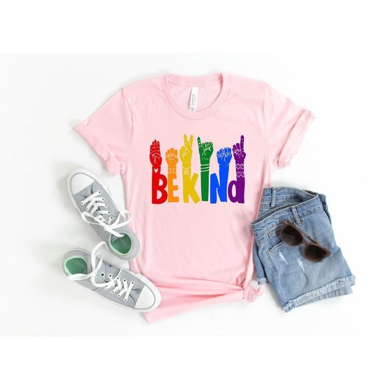 Be Kind Sign Language T Shirt Hoodie Sweater, Be Kind Rainbow Shirt, Kindness Shirt, Be Kind Hands, Kind Shirt, Anti-Racism Shirt,Pride Month Shirt,Rainbow