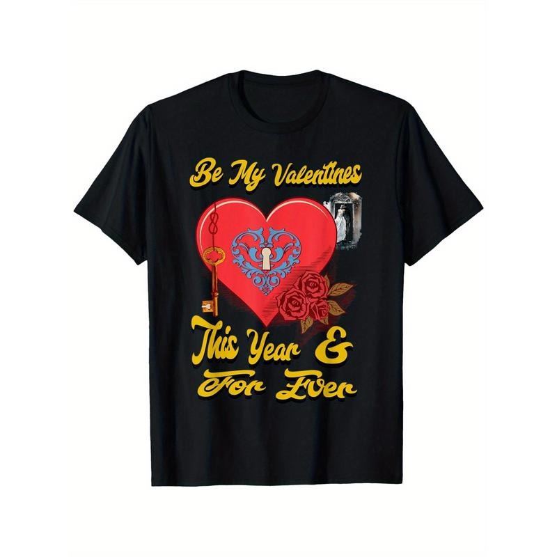 Be My Valentine Forever" - Cotton T-Shirt, 180gsm, Breathable & Soft, Perfect Gift for Men & Women, Casual Fit, Machine Washable - Black, Modern, Family Members made in usa