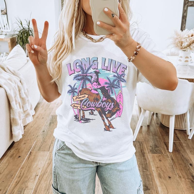 Beachy Long Live Cowboys DTF Transfers - THIS IS NOT A SHIRT