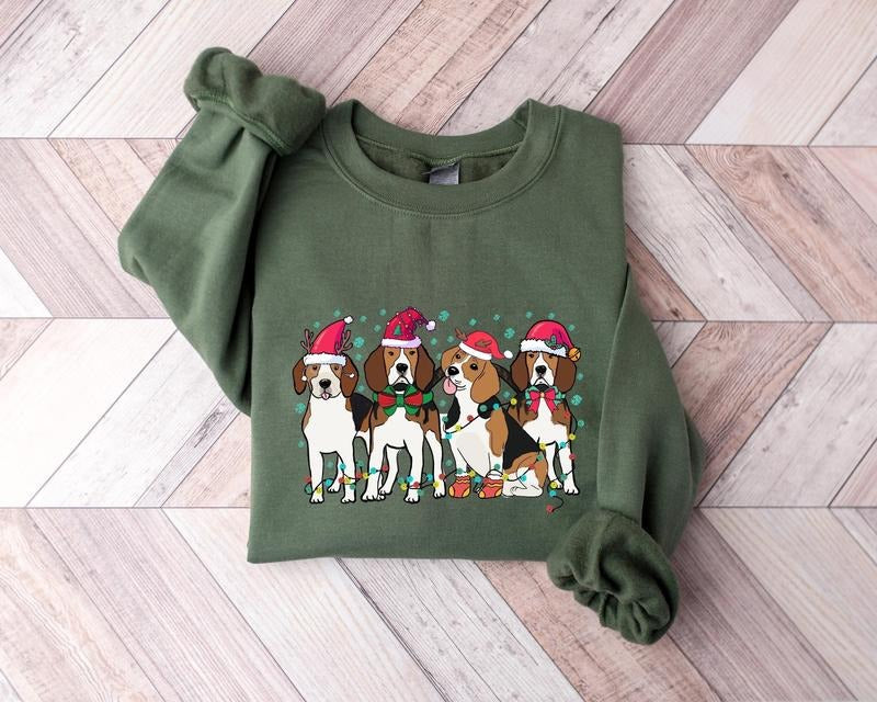 Beagle Christmas Dogs Sweatshirt, Christmas Shirt, Beagle Lover T-Shirt, Dog Christmas Tees, Holiday Tees, Beagle Mom Shirt, Dog Mom Shirt