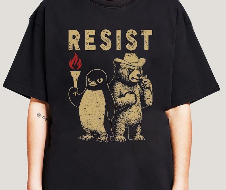 Bears Penguins RESIST Shirt, Social Club Penguins Shirt, I Stand With The Penguins, Flippers Up Social Club, FDT Bear Penguins Tariff Shirt