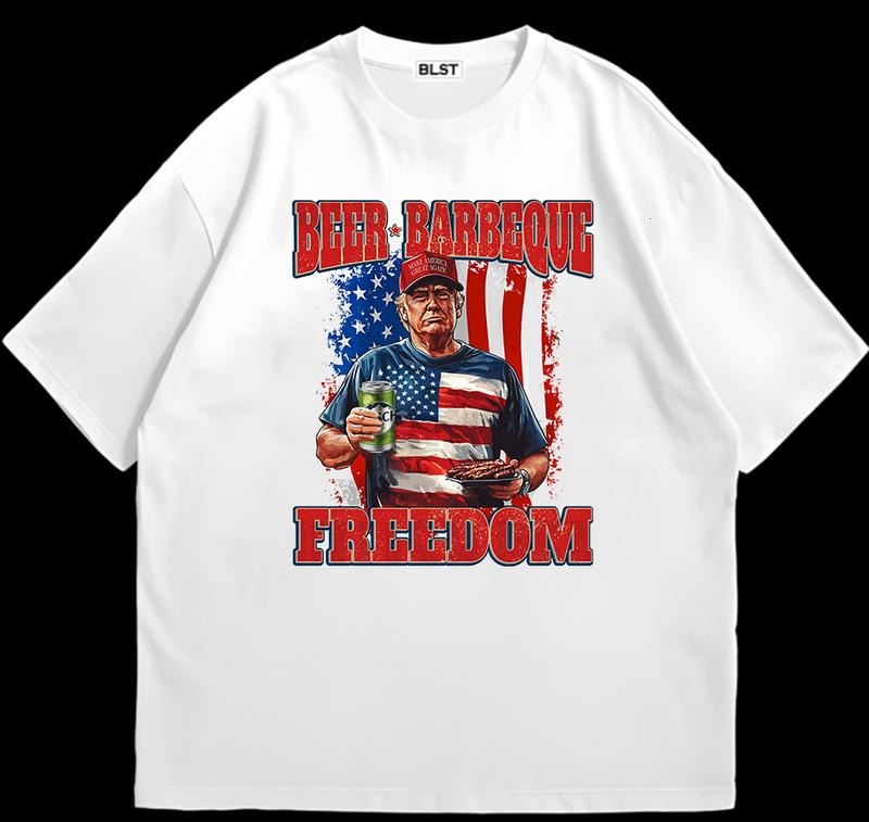 Beer Barbeque Freedom Bussch Lime Shirt 4th Of July T-Shirt Cotton Edgy Streetwear