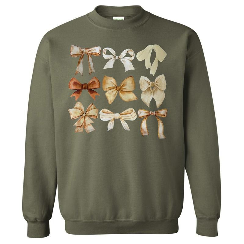 Beige Bow Collage Sweatshirt