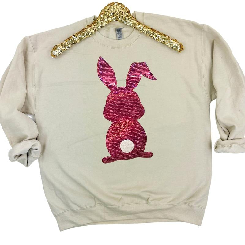 Berry Bunny Sequin Patch Sweatshirt -- SAND