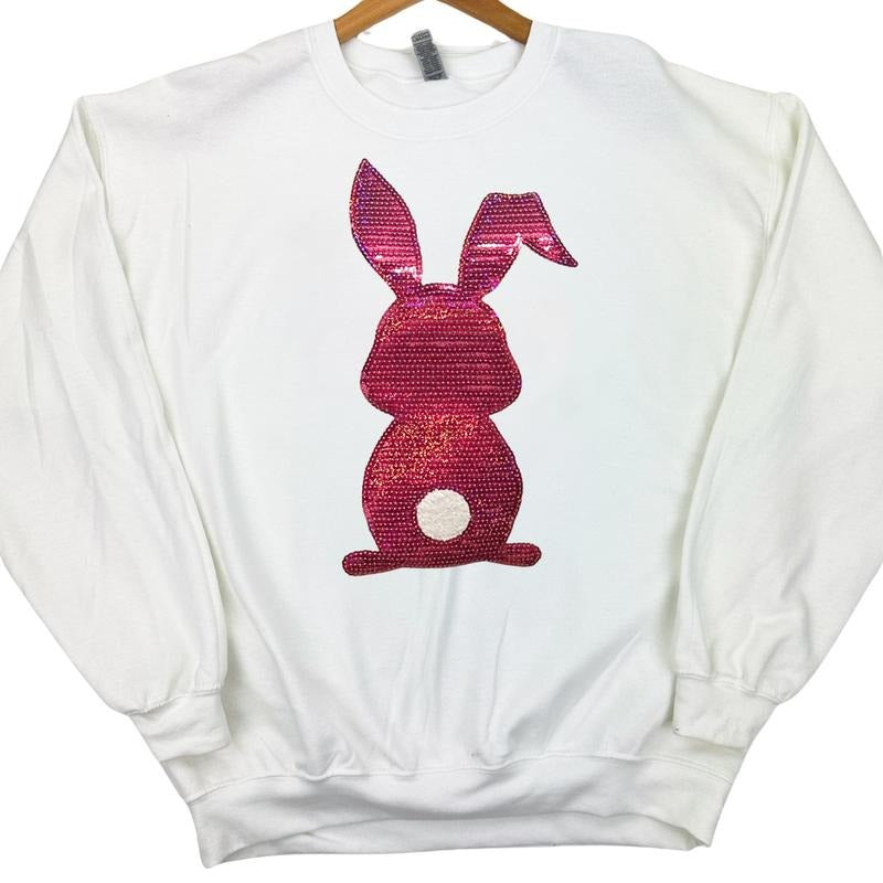 Berry Bunny Sequin Patch Sweatshirt -- WHITE