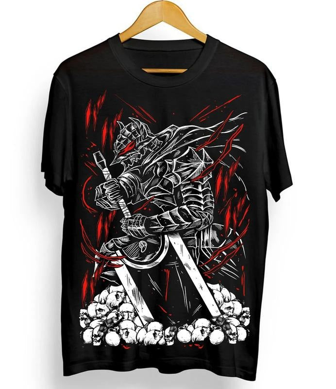 Berserk T-shirt Manga Strip Guts Berserker Armour Anime Black shirt