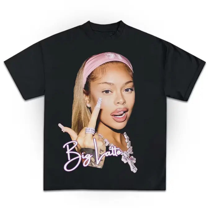 Big Lattooo Pink Graphic T-Shirt, Rap Shirt Cotton Fabric