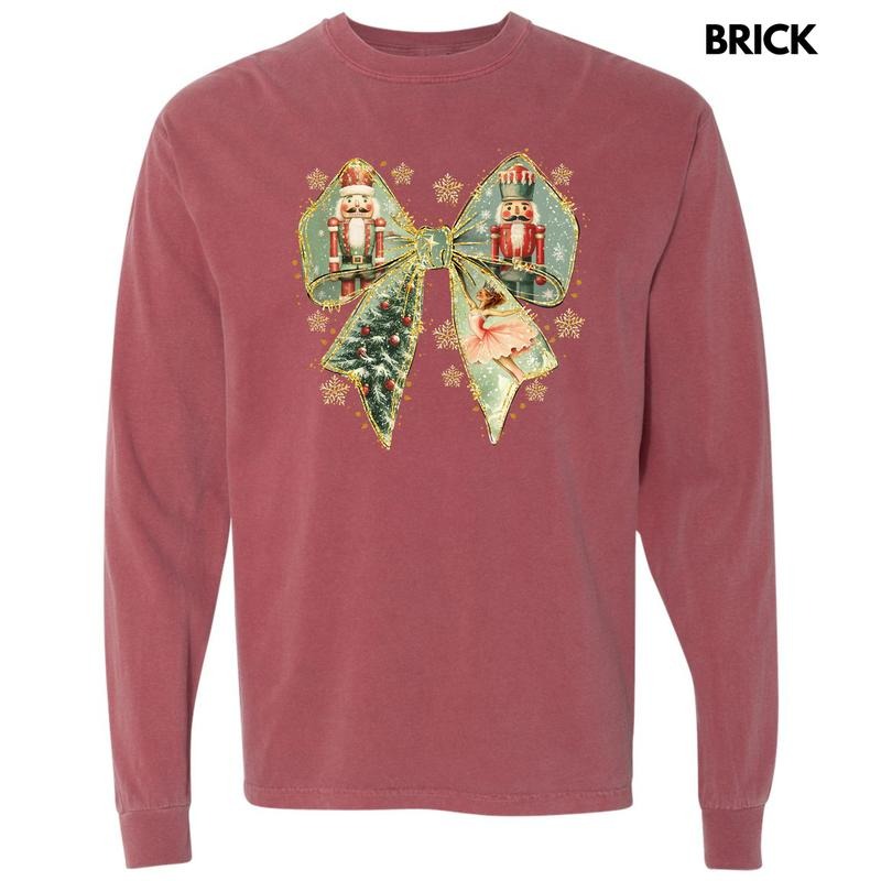 Big Nutcracker Bow Long Sleeve Comfort Colors T-Shirt 'NLB'