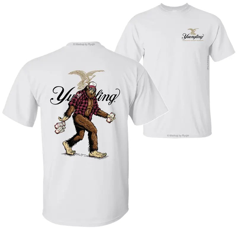 Bigfoot Yuenglin Traditional T-Shirt Hoodie, 2 Sided Graphic Printed Unisex Classic Comfort Cotton T-Shirt Menswear Top