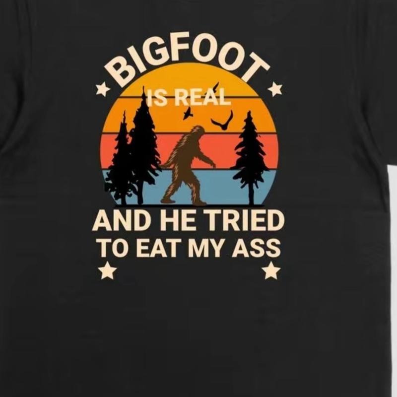 Bigfoot is Real T-Shirt - Unisex Cotton Tee with Graphic Print Featuring Bigfoot and Pine Trees