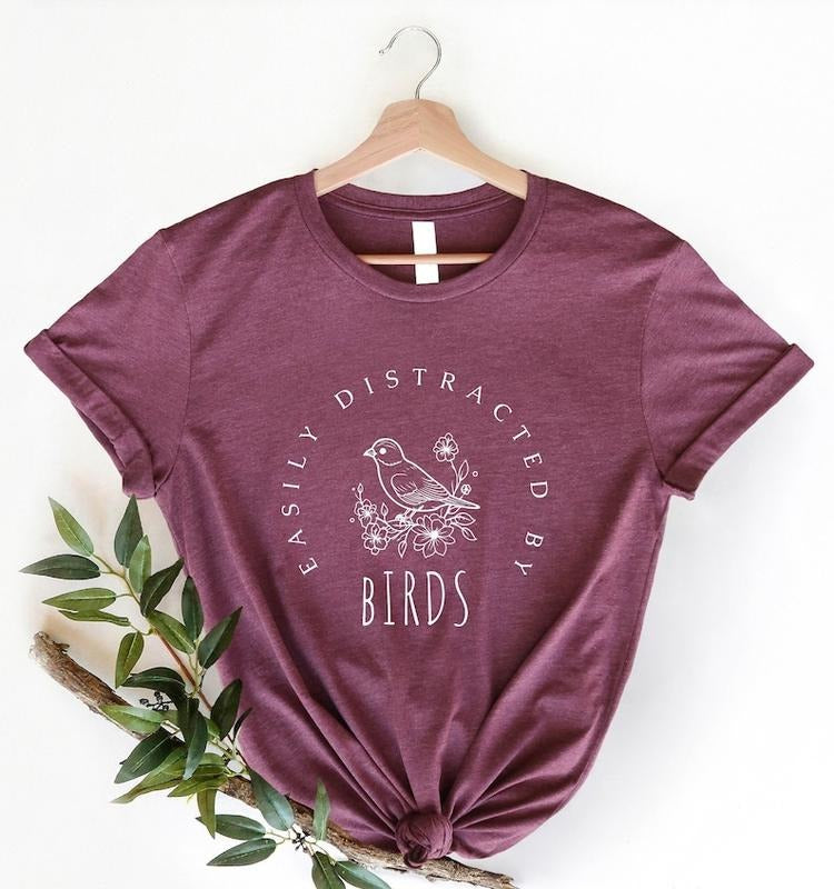 Bird Watching Shirt, Easily Distracted by Birds, Funny Gift for Bird Watcher, Retro Vintage Birds, Bird Lover Shirt, Nature Shirt, Cute Bird